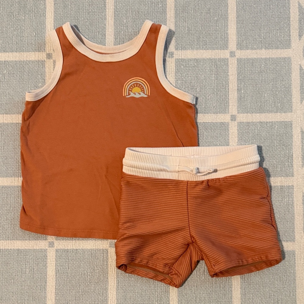 Orange Tank Top and Shorts Set
